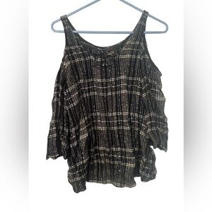 Shyanne plaid sequin cut out top, size L